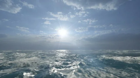 Camera Flight Over Rough Sea Against Blue Sky Stock Footage 160549439