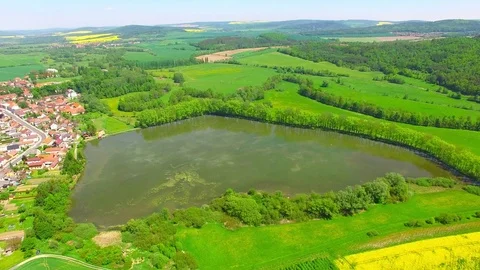 Camera flight over rural landscape. Video stock 75894330