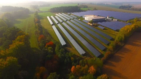 Camera flight over a solar power plant. Video stock 97391427