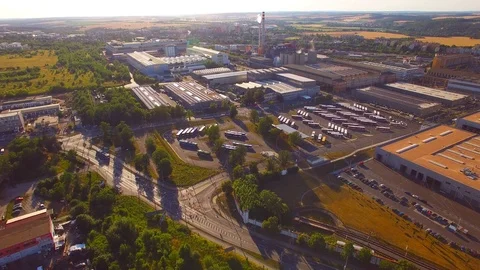 Camera flight over a technology park. European industry from above. Stock Footage 113423674