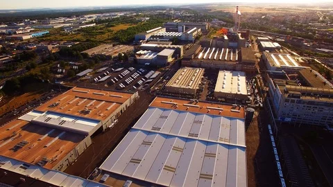 Camera flight over a technology park. European industry from above. Stock Footage 114454458