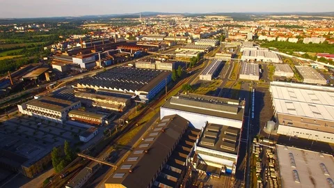 Camera flight over a technology park. European industry from above. Stock Footage 114455703