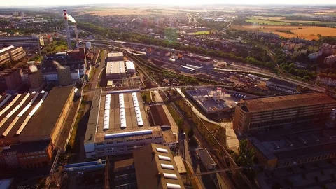 Camera flight over a technology park. European industry from above. Stock Footage 114456167