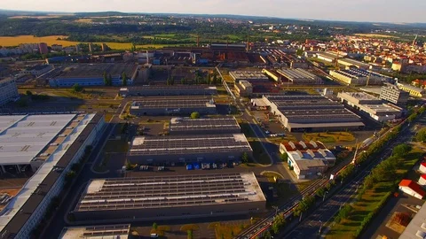 Camera flight over a technology park. European industry from above. Stock Footage 114456563