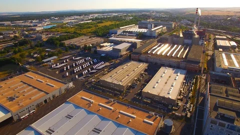Camera flight over a technology park. European industry from above. Stock Footage 114457070