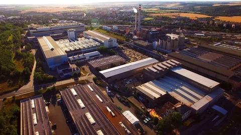 Camera flight over a technology park. European industry from above. Stock Footage 114458004