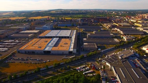 Camera flight over a technology park. European industry from above. Stock Footage 114458465