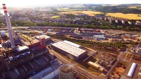 Camera flight over a technology park. European industry from above. Stock Footage 114460481