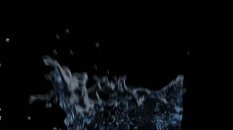 Camera flight passing blue water splash in close-up - on black (FULL HD) Stock Footage 62298199