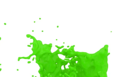 Camera flight passing green paint splash in close-up, alpha included (FULL HD) Vidéo 58845898