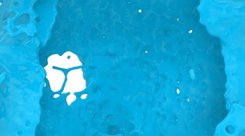 Camera flight passing light blue paint splash in close-up, with alpha (FULL HD) Stockbeeldmateriaal 58846035