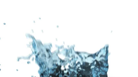 Camera flight passing light blue water splash in close-up - on white (FULL HD) Stock-Footage 62299248