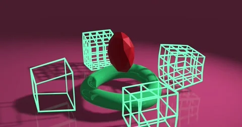 Camera flight with proximity and removal over an abstract scene Stock Footage 205546213