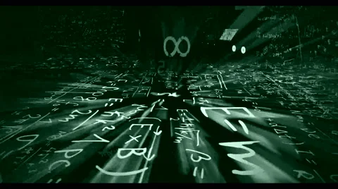 Camera flight in science world loop of green-grey math or physics formula Video stock 68388899