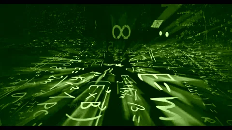 Camera flight in science world seamless loop of green math or physics formula Video stock 68388854