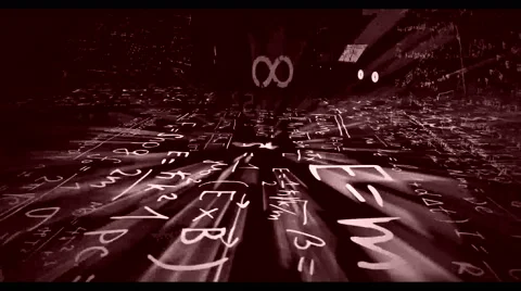 Camera flight in science world seamless loop of red math or physics formula Video stock 68388949