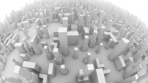 Camera flight through 3D city Stock Footage