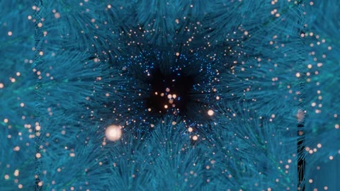 Camera flight through frames of frosted spruce branches. 3d render Stock Footage 246072366