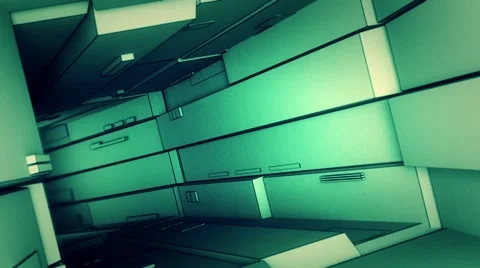 Camera flight through a green technological tunnel Stock Footage 43676665