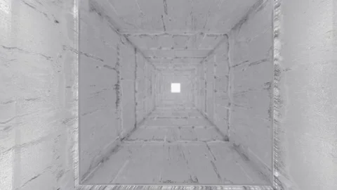 Camera flight through a light gray endless square tunnel. loop animation 3d rend Stock-Footage 161184645