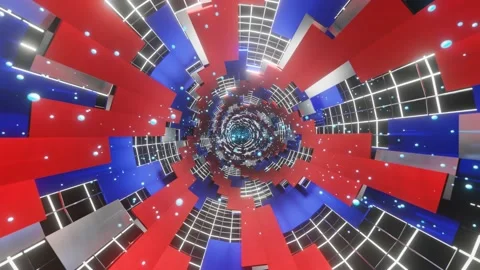 Camera flight through a round endless rotating tunnel. 3d render. looped animati Stock Footage 168253706