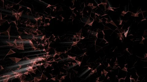 Camera flight through world of particles forming glimming plexus nodes over Stock Footage 123507114