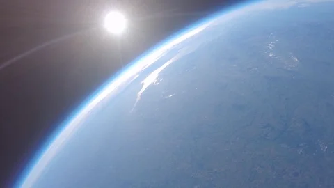 Camera floating above earth at the edge of space Video stock 114976182