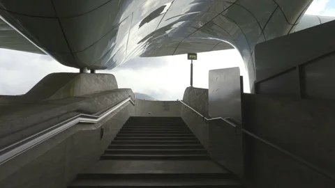 Camera flow through the modern architecture shapes Stock Footage 81935753