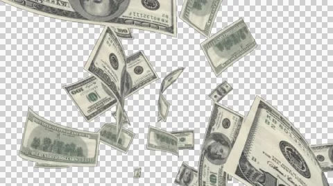 Camera fly-through the American one hundred dollar banknotes Stock Footage 43571963