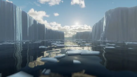 Camera Fly Through Arctic Landscape. Video stock 242573209