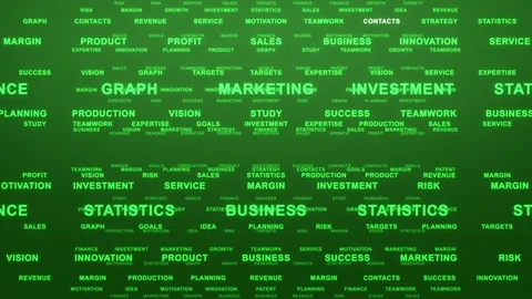 Camera Fly Through Business Text Phrases Terms Words Seamless Loop 1 Green Stock Footage 73829745