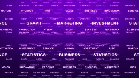 Camera Fly Through Business Text Phrases Terms Words Seamless Loop 1 Purple Stock Footage 73834165
