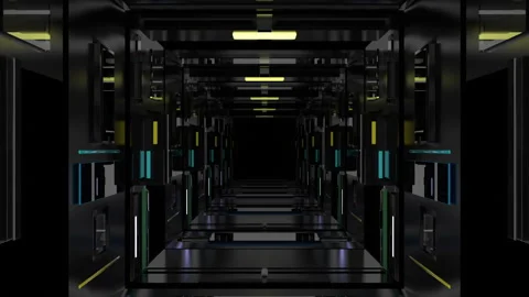 Camera fly through futuristic tunnel seamless hud 2 Video stock 306587601