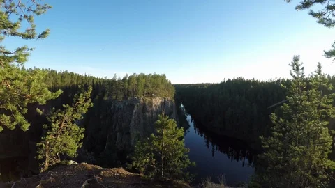 Camera Fly from woods to the open air Aerial Drone 4K Stock Footage 112889045