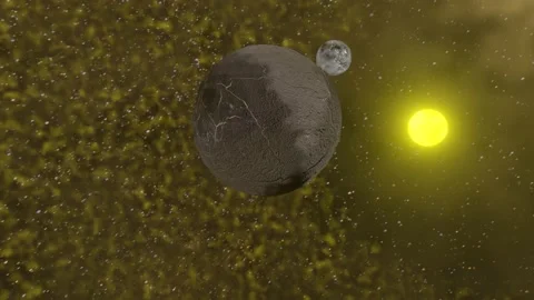 Camera flyby around a lifeless dry planet. looped animation. 3d render Stock Footage 162103387