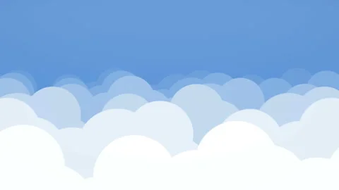 Camera flying on a 2d clouds flat style background loop Video stock 142862873