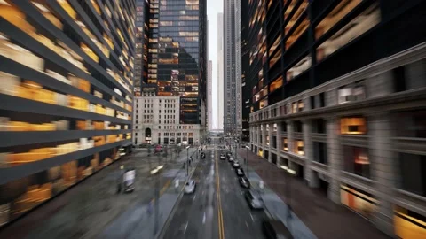 Camera is flying above the bridge between modern skyscrapers showing beautiful Stock Footage 208947144