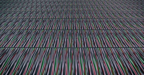 Camera flying above cables, endless looping 3D animation Stock Footage 112169415