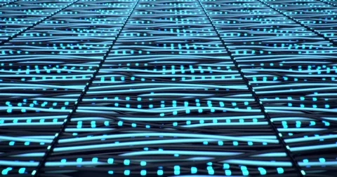 Camera flying above cables, endless looping 3D animation Stock Footage 112169624