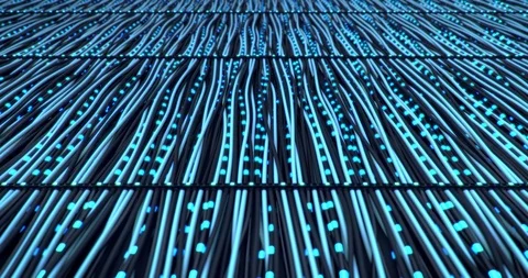 Camera flying above cables, endless looping 3D animation Stock Footage 112169657