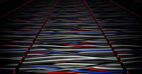 Camera flying above cables, endless looping 3D animation Stock Footage 112319119