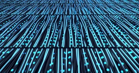 Camera flying above cables, endless looping 3D animation Stock Footage 112319146