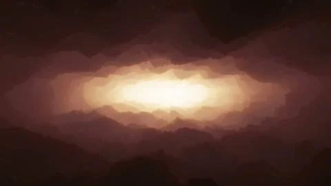 Camera flying Endlessly into a stylized Stone cave toward light with red atmosph Vidéo 168255425
