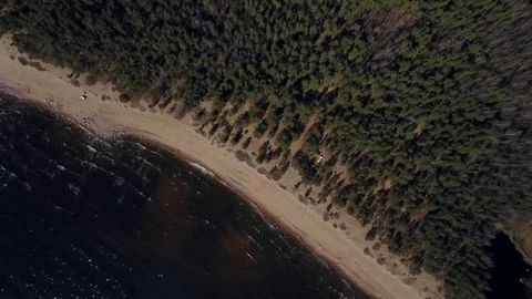 Camera flying over beach and seashore of Gulf of Finland. Aerial drone footage. Stock Footage 76178327