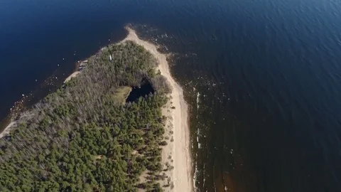 Camera flying over beach and seashore of Gulf of Finland. Aerial drone footage. Stock Footage 76178350