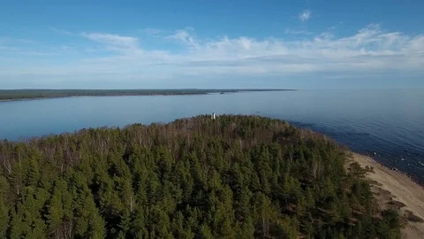 Camera flying over beach and seashore of Gulf of Finland. Aerial drone footage. Stock Footage 76178725