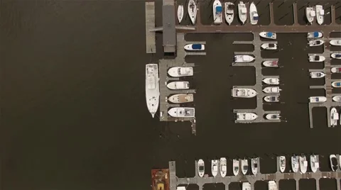 Camera flying over boats.Top View Stock Footage 58571449