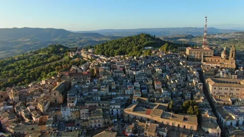 Camera flying over Caltagirone on a sunny day Stock Footage 166644299
