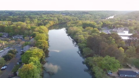 Camera flying over the Chattahoochee River 2b Stock Footage 129062594