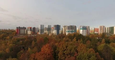 Camera flying over modern social residential district. Aerial drone footage Stock Footage 84264339